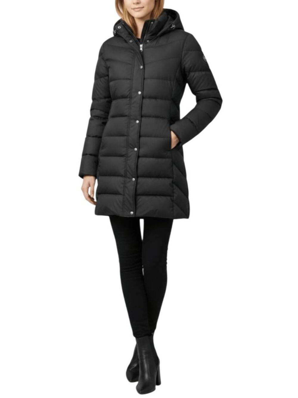 J. CREW Mercantile Long Black Hooded Puffer Jacket Size Small